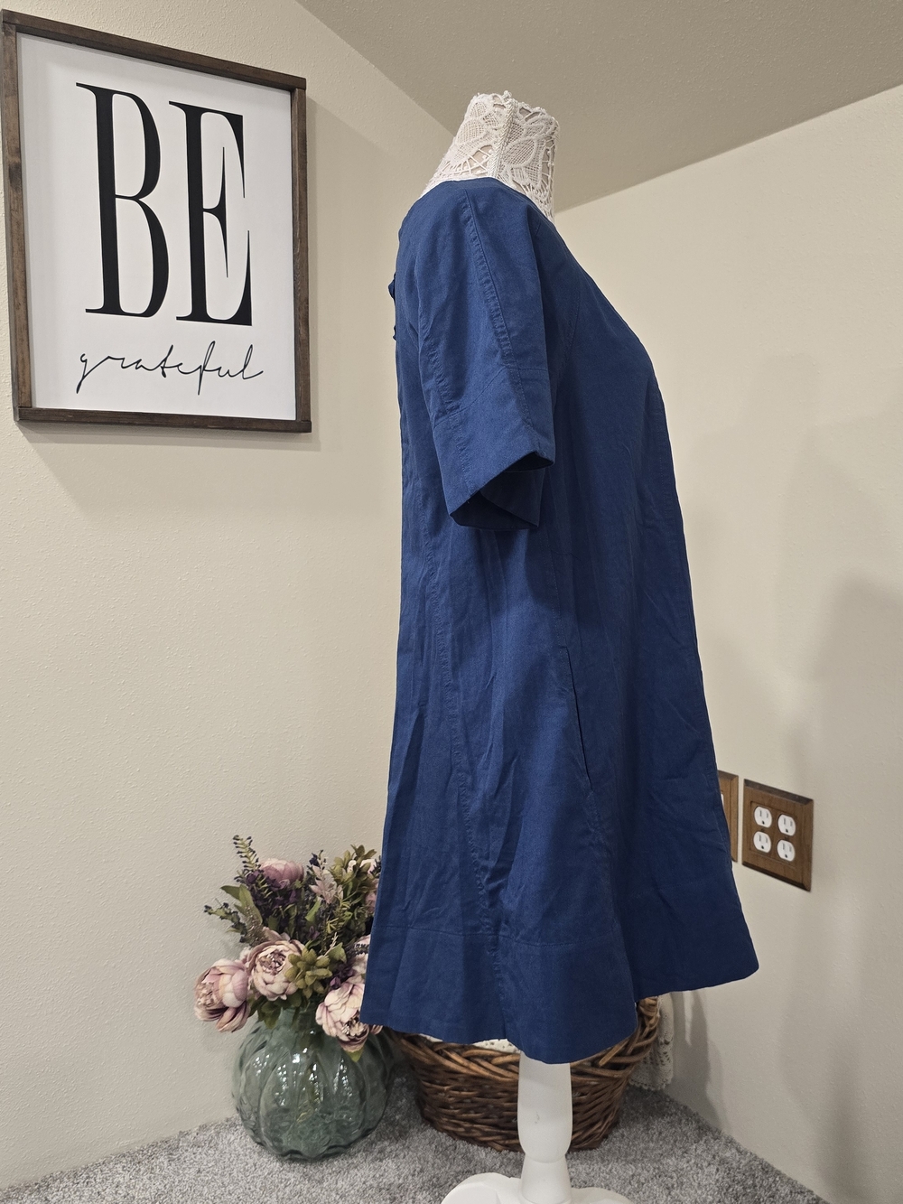 Free People Becca Navy Blue Cotton Blend Mini Dress - Picture 6 of 10